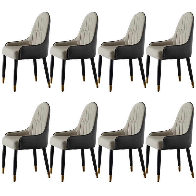 Faux Leather Dining Chairs Nordic Style Parsons Armless Chair Grey 8 Piece Set Clearhalo 'Dining Chairs' 'Dining Tables & Seating' 'dining_chair' 'furn' 'furn_dining_chair' 'Furniture' 'Kitchen & Dining Furniture' 6827041