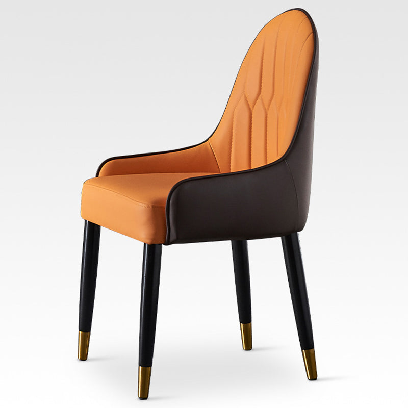 Faux Leather Dining Chairs Nordic Style Parsons Armless Chair Orange 1 Piece Clearhalo 'Dining Chairs' 'Dining Tables & Seating' 'dining_chair' 'furn' 'furn_dining_chair' 'Furniture' 'Kitchen & Dining Furniture' 6827043
