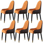 Faux Leather Dining Chairs Nordic Style Parsons Armless Chair Orange 6 Piece Set Clearhalo 'Dining Chairs' 'Dining Tables & Seating' 'dining_chair' 'furn' 'furn_dining_chair' 'Furniture' 'Kitchen & Dining Furniture' 6827049