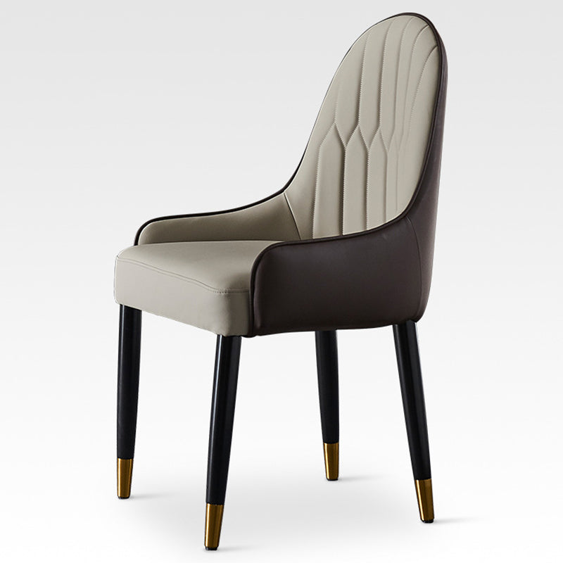 Faux Leather Dining Chairs Nordic Style Parsons Armless Chair Brown 1 Piece Clearhalo 'Dining Chairs' 'Dining Tables & Seating' 'dining_chair' 'furn' 'furn_dining_chair' 'Furniture' 'Kitchen & Dining Furniture' 6827051