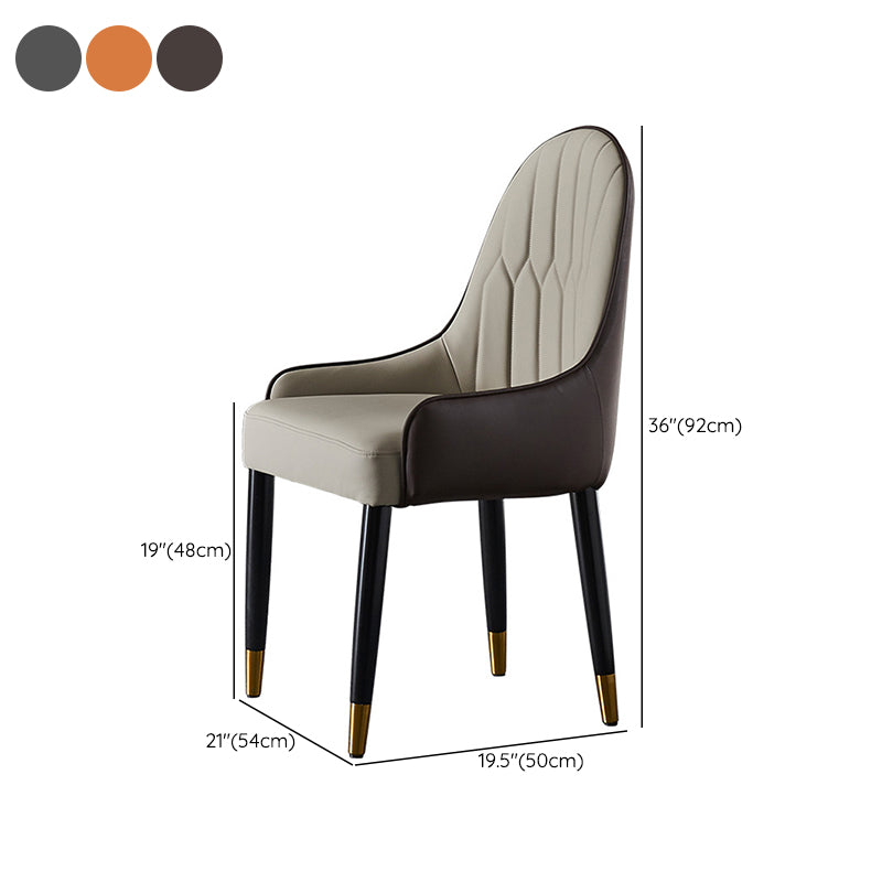 Faux Leather Dining Chairs Nordic Style Parsons Armless Chair Clearhalo 'Dining Chairs' 'Dining Tables & Seating' 'dining_chair' 'furn' 'furn_dining_chair' 'Furniture' 'Kitchen & Dining Furniture' 6827056
