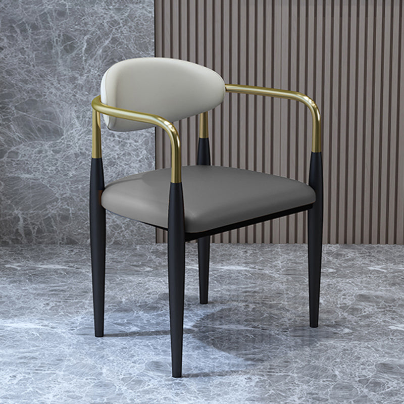 Contemporary Upholstered Arm Chair Home Metal Legs Dining Chair Clearhalo 'Dining Chairs' 'Dining Tables & Seating' 'dining_chair' 'furn' 'furn_dining_chair' 'Furniture' 'Kitchen & Dining Furniture' 6827075