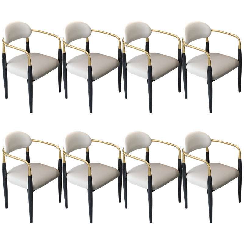 Contemporary Upholstered Arm Chair Home Metal Legs Dining Chair Gray-White Velour 8 Piece Set Clearhalo 'Dining Chairs' 'Dining Tables & Seating' 'dining_chair' 'furn' 'furn_dining_chair' 'Furniture' 'Kitchen & Dining Furniture' 6827090