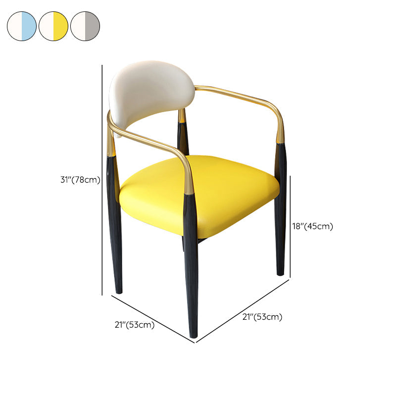 Contemporary Upholstered Arm Chair Home Metal Legs Dining Chair Clearhalo 'Dining Chairs' 'Dining Tables & Seating' 'dining_chair' 'furn' 'furn_dining_chair' 'Furniture' 'Kitchen & Dining Furniture' 6827096