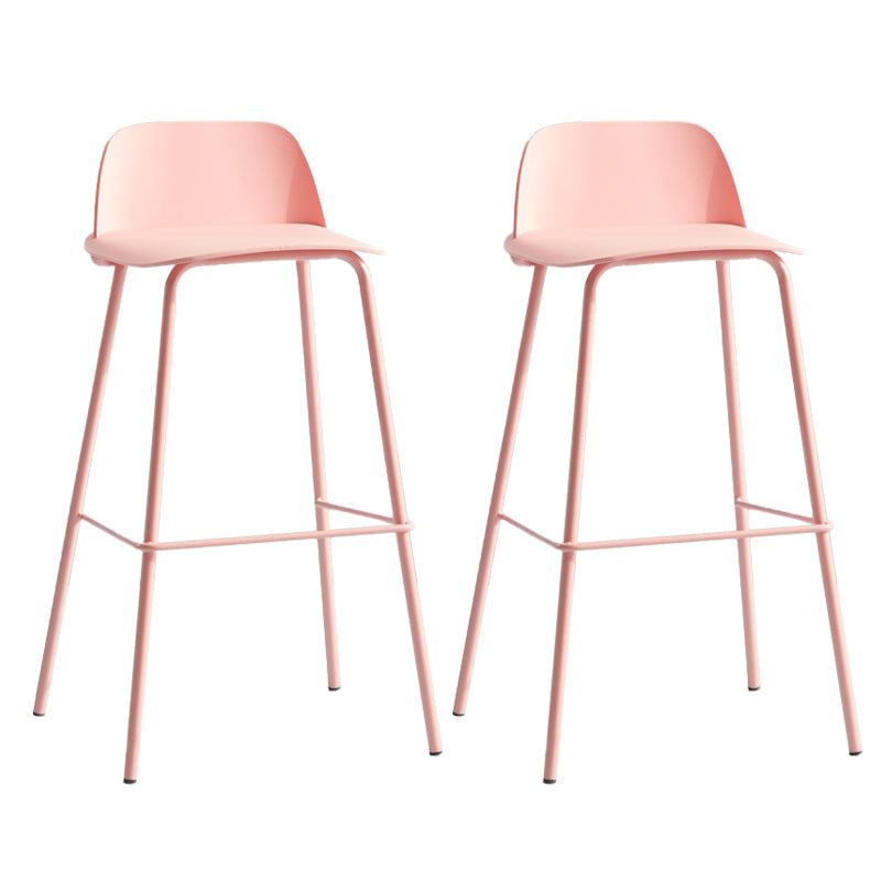 Low Back Dining Stools Armless Plastic Bar Stools with Footrest Pink 2 Piece Set Clearhalo 'Bar Furniture' 'Bar Stools' 'bar_stools' 'furn' 'furn_bar_stools' 'Furniture' 'Kitchen & Dining Furniture' 6827218
