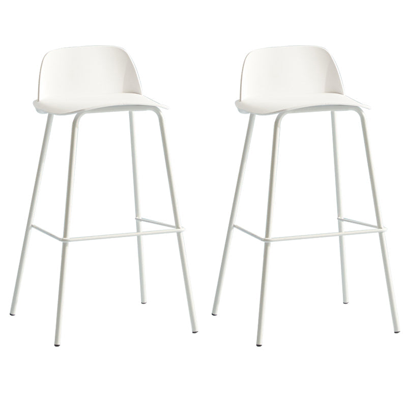 Low Back Dining Stools Armless Plastic Bar Stools with Footrest White 2 Piece Set Clearhalo 'Bar Furniture' 'Bar Stools' 'bar_stools' 'furn' 'furn_bar_stools' 'Furniture' 'Kitchen & Dining Furniture' 6827223