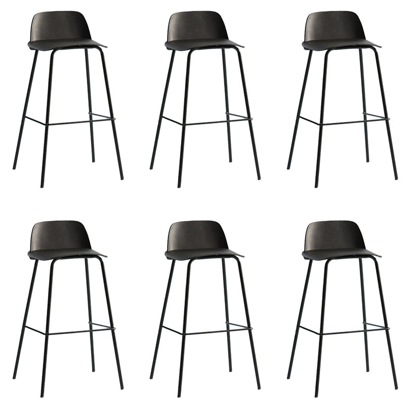 Low Back Dining Stools Armless Plastic Bar Stools with Footrest Black 6 Piece Set Clearhalo 'Bar Furniture' 'Bar Stools' 'bar_stools' 'furn' 'furn_bar_stools' 'Furniture' 'Kitchen & Dining Furniture' 6827237