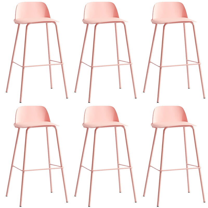 Low Back Dining Stools Armless Plastic Bar Stools with Footrest Pink 6 Piece Set Clearhalo 'Bar Furniture' 'Bar Stools' 'bar_stools' 'furn' 'furn_bar_stools' 'Furniture' 'Kitchen & Dining Furniture' 6827239