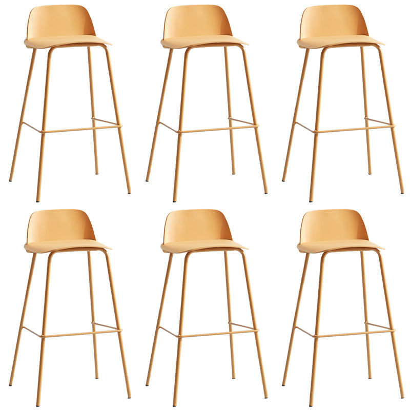 Low Back Dining Stools Armless Plastic Bar Stools with Footrest Yellow 6 Piece Set Clearhalo 'Bar Furniture' 'Bar Stools' 'bar_stools' 'furn' 'furn_bar_stools' 'Furniture' 'Kitchen & Dining Furniture' 6827243