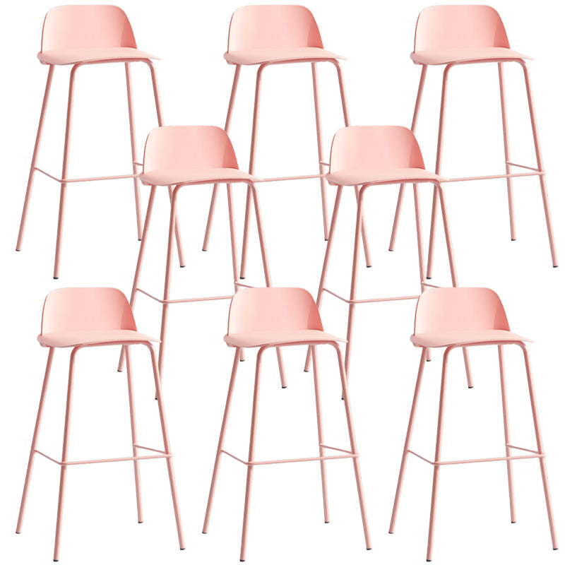 Low Back Dining Stools Armless Plastic Bar Stools with Footrest Pink 8 Piece Set Clearhalo 'Bar Furniture' 'Bar Stools' 'bar_stools' 'furn' 'furn_bar_stools' 'Furniture' 'Kitchen & Dining Furniture' 6827246