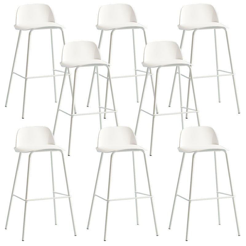 Low Back Dining Stools Armless Plastic Bar Stools with Footrest White 8 Piece Set Clearhalo 'Bar Furniture' 'Bar Stools' 'bar_stools' 'furn' 'furn_bar_stools' 'Furniture' 'Kitchen & Dining Furniture' 6827249
