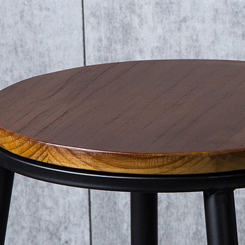 Eigentijdse massief houten dinerkrukken armloze barkrukken met metalen basis