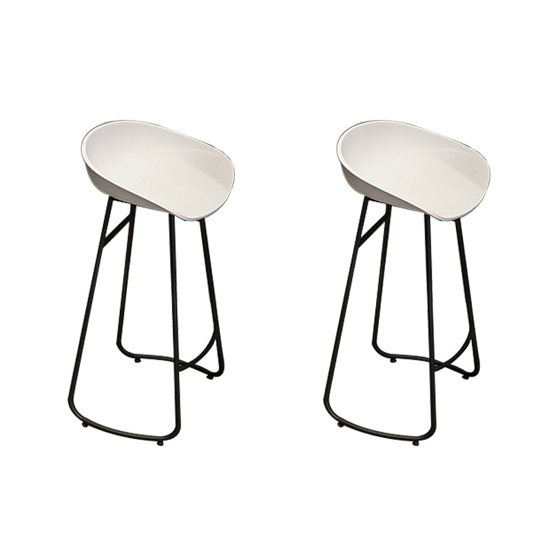 Industrial Armless Bar Stool Plastic Dining Stool with Metal Base White 2 Piece Set Clearhalo 'Bar Furniture' 'Bar Stools' 'bar_stools' 'furn' 'furn_bar_stools' 'Furniture' 'Kitchen & Dining Furniture' 6827302