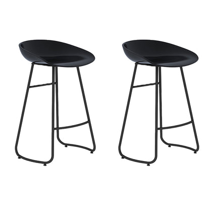Industrial Armless Bar Stool Plastic Dining Stool with Metal Base Black 2 Piece Set Clearhalo 'Bar Furniture' 'Bar Stools' 'bar_stools' 'furn' 'furn_bar_stools' 'Furniture' 'Kitchen & Dining Furniture' 6827303