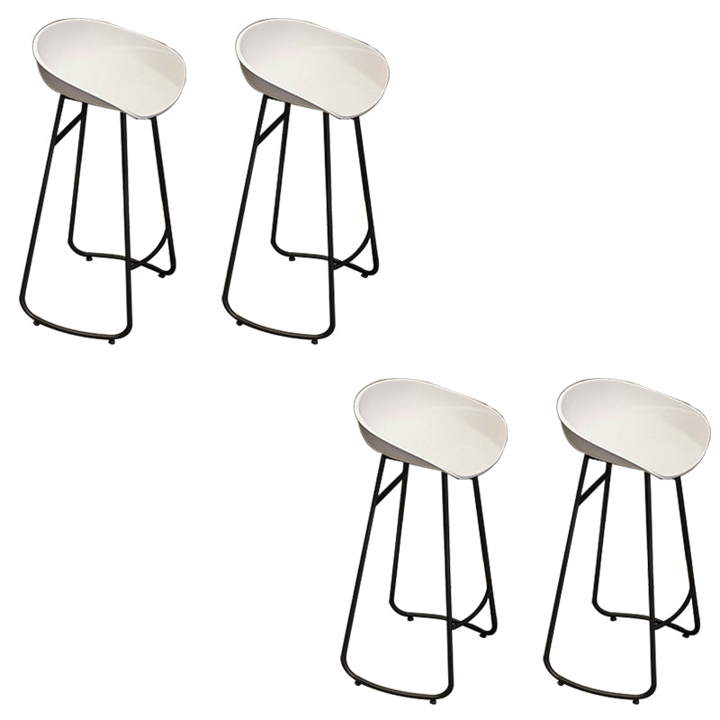 Industrial Armless Bar Stool Plastic Dining Stool with Metal Base White 4 Piece Set Clearhalo 'Bar Furniture' 'Bar Stools' 'bar_stools' 'furn' 'furn_bar_stools' 'Furniture' 'Kitchen & Dining Furniture' 6827306