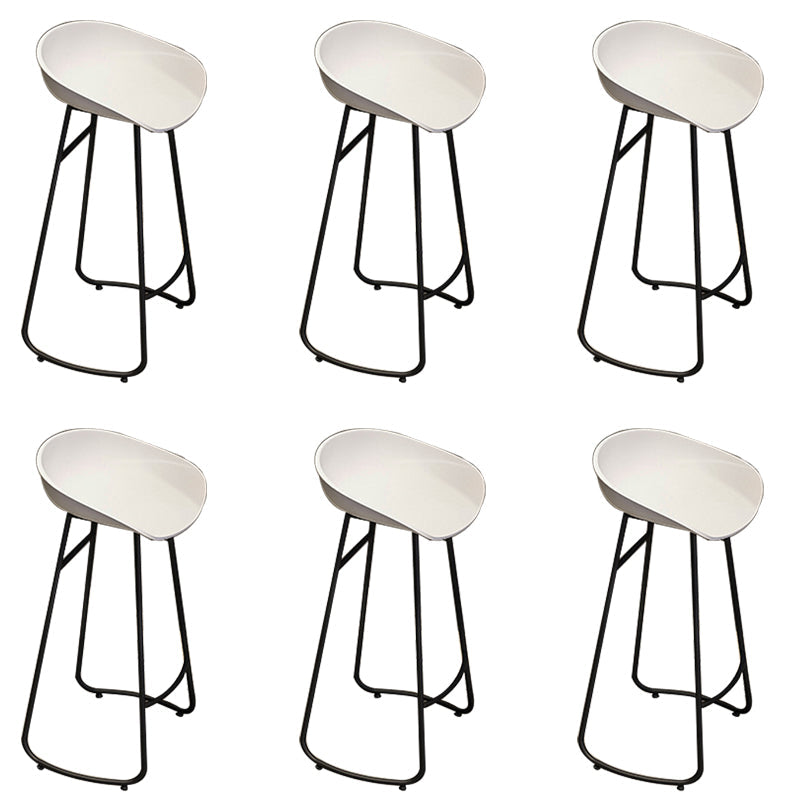 Industrial Armless Bar Stool Plastic Dining Stool with Metal Base White 6 Piece Set Clearhalo 'Bar Furniture' 'Bar Stools' 'bar_stools' 'furn' 'furn_bar_stools' 'Furniture' 'Kitchen & Dining Furniture' 6827309