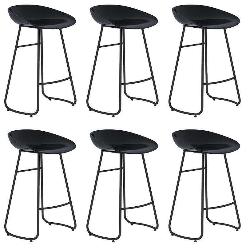 Industrial Armless Bar Stool Plastic Dining Stool with Metal Base Black 6 Piece Set Clearhalo 'Bar Furniture' 'Bar Stools' 'bar_stools' 'furn' 'furn_bar_stools' 'Furniture' 'Kitchen & Dining Furniture' 6827311