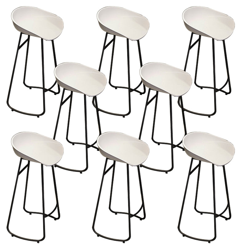 Industrial Armless Bar Stool Plastic Dining Stool with Metal Base White 8 Piece Set Clearhalo 'Bar Furniture' 'Bar Stools' 'bar_stools' 'furn' 'furn_bar_stools' 'Furniture' 'Kitchen & Dining Furniture' 6827313