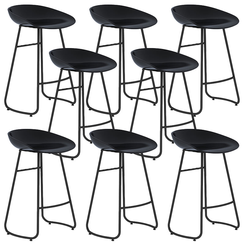 Industrial Armless Bar Stool Plastic Dining Stool with Metal Base Black 8 Piece Set Clearhalo 'Bar Furniture' 'Bar Stools' 'bar_stools' 'furn' 'furn_bar_stools' 'Furniture' 'Kitchen & Dining Furniture' 6827315