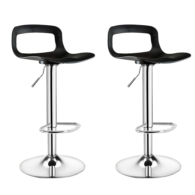 Plastic Low Back Barstools Adjustable Height Bar Stools with Metal Base Silver Black 2 Piece Set Clearhalo 'Bar Furniture' 'Bar Stools' 'bar_stools' 'furn' 'furn_bar_stools' 'Furniture' 'Kitchen & Dining Furniture' 6827324