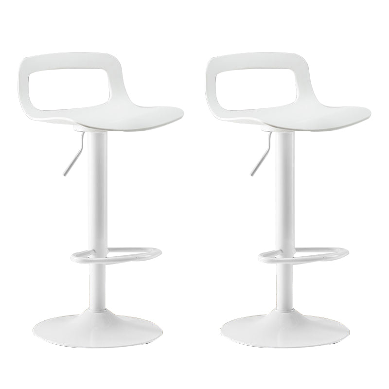 Plastic Low Back Barstools Adjustable Height Bar Stools with Metal Base White 2 Piece Set Clearhalo 'Bar Furniture' 'Bar Stools' 'bar_stools' 'furn' 'furn_bar_stools' 'Furniture' 'Kitchen & Dining Furniture' 6827326