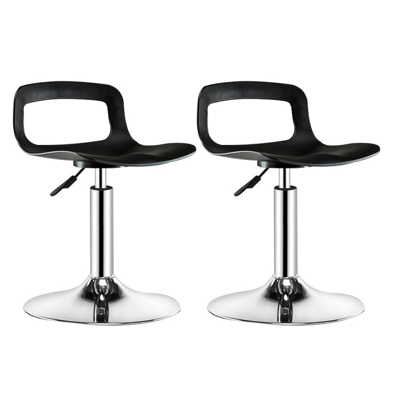 Plastic Low Back Barstools Adjustable Height Bar Stools with Metal Base Black-Silver 2 Piece Set Clearhalo 'Bar Furniture' 'Bar Stools' 'bar_stools' 'furn' 'furn_bar_stools' 'Furniture' 'Kitchen & Dining Furniture' 6827328