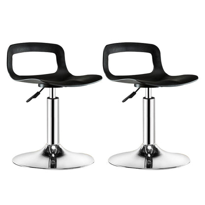 Plastic Low Back Barstools Adjustable Height Bar Stools with Metal Base Black-Silver 2 Piece Set Clearhalo 'Bar Furniture' 'Bar Stools' 'bar_stools' 'furn' 'furn_bar_stools' 'Furniture' 'Kitchen & Dining Furniture' 6827328
