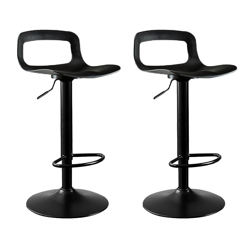 Plastic Low Back Barstools Adjustable Height Bar Stools with Metal Base Black 2 Piece Set Clearhalo 'Bar Furniture' 'Bar Stools' 'bar_stools' 'furn' 'furn_bar_stools' 'Furniture' 'Kitchen & Dining Furniture' 6827332