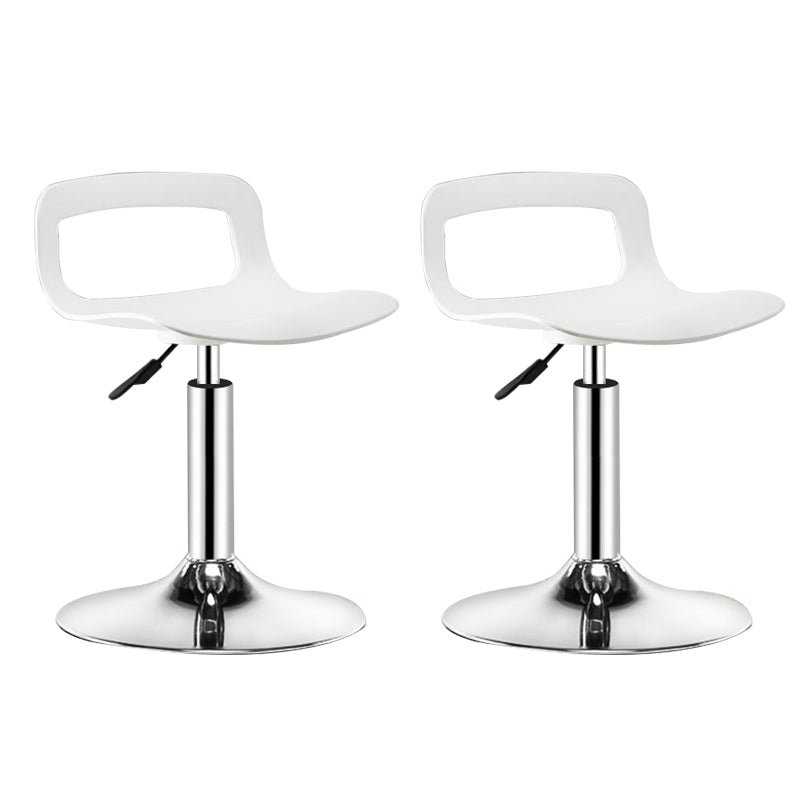 Plastic Low Back Barstools Adjustable Height Bar Stools with Metal Base Beige Silver 2 Piece Set Clearhalo 'Bar Furniture' 'Bar Stools' 'bar_stools' 'furn' 'furn_bar_stools' 'Furniture' 'Kitchen & Dining Furniture' 6827333