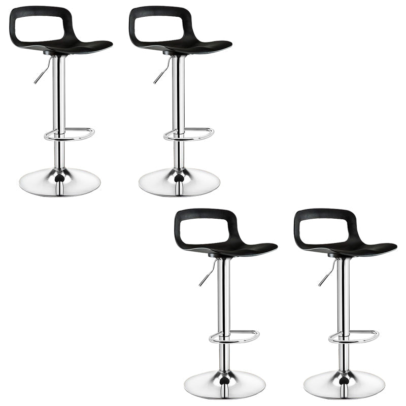 Plastic Low Back Barstools Adjustable Height Bar Stools with Metal Base Silver Black 4 Piece Set Clearhalo 'Bar Furniture' 'Bar Stools' 'bar_stools' 'furn' 'furn_bar_stools' 'Furniture' 'Kitchen & Dining Furniture' 6827336