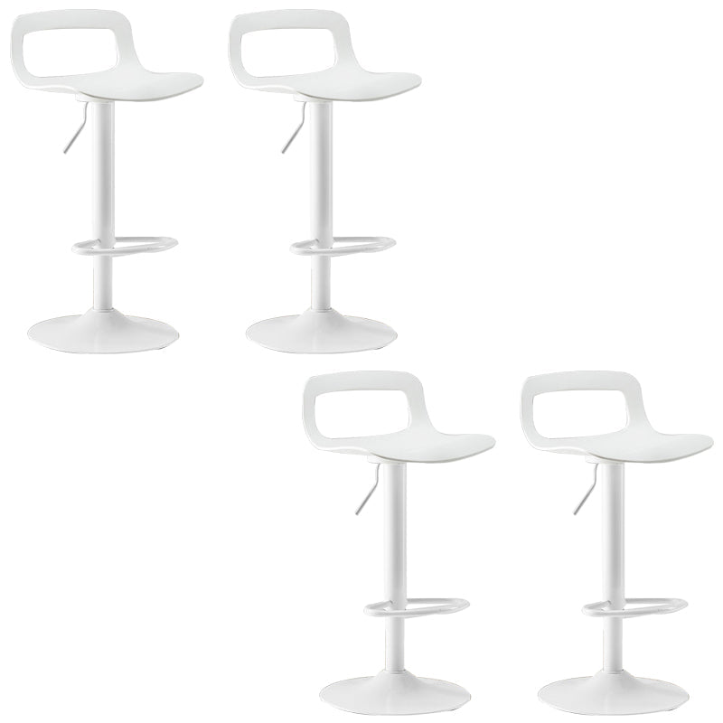 Plastic Low Back Barstools Adjustable Height Bar Stools with Metal Base White 4 Piece Set Clearhalo 'Bar Furniture' 'Bar Stools' 'bar_stools' 'furn' 'furn_bar_stools' 'Furniture' 'Kitchen & Dining Furniture' 6827338