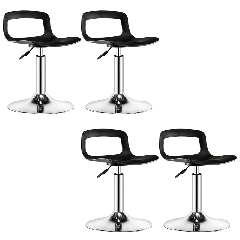 Plastic Low Back Barstools Adjustable Height Bar Stools with Metal Base Black-Silver 4 Piece Set Clearhalo 'Bar Furniture' 'Bar Stools' 'bar_stools' 'furn' 'furn_bar_stools' 'Furniture' 'Kitchen & Dining Furniture' 6827339