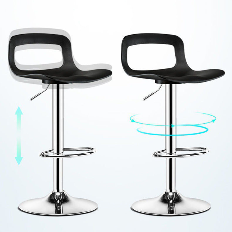 Plastic Low Back Barstools Adjustable Height Bar Stools with Metal Base Clearhalo 'Bar Furniture' 'Bar Stools' 'bar_stools' 'furn' 'furn_bar_stools' 'Furniture' 'Kitchen & Dining Furniture' 6827340