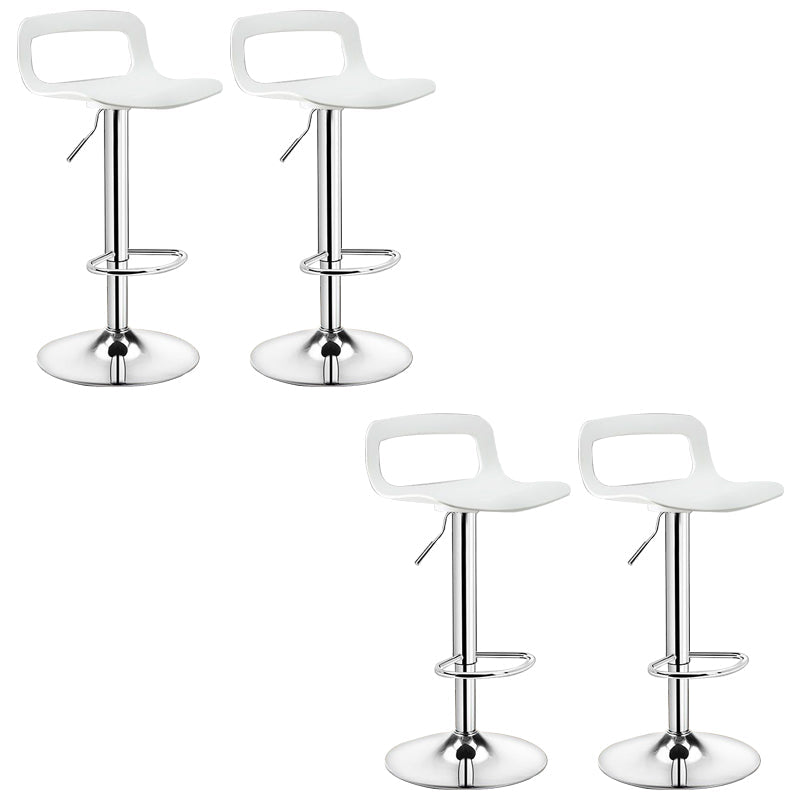 Plastic Low Back Barstools Adjustable Height Bar Stools with Metal Base White-Silver 4 Piece Set Clearhalo 'Bar Furniture' 'Bar Stools' 'bar_stools' 'furn' 'furn_bar_stools' 'Furniture' 'Kitchen & Dining Furniture' 6827342
