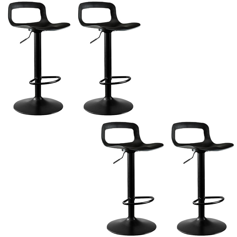 Plastic Low Back Barstools Adjustable Height Bar Stools with Metal Base Black 4 Piece Set Clearhalo 'Bar Furniture' 'Bar Stools' 'bar_stools' 'furn' 'furn_bar_stools' 'Furniture' 'Kitchen & Dining Furniture' 6827343
