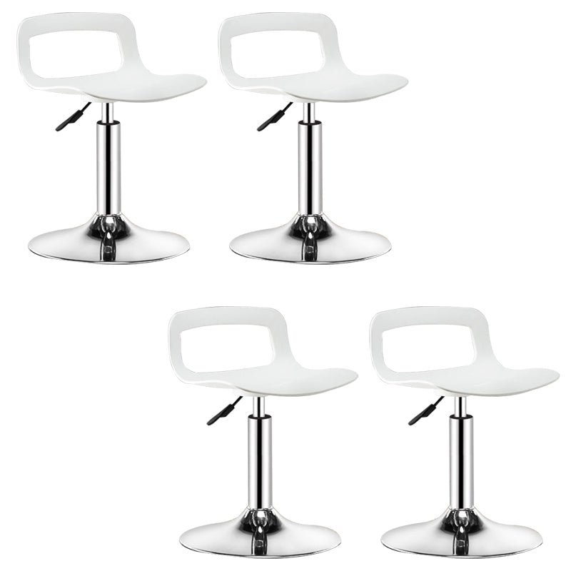 Plastic Low Back Barstools Adjustable Height Bar Stools with Metal Base Beige Silver 4 Piece Set Clearhalo 'Bar Furniture' 'Bar Stools' 'bar_stools' 'furn' 'furn_bar_stools' 'Furniture' 'Kitchen & Dining Furniture' 6827344