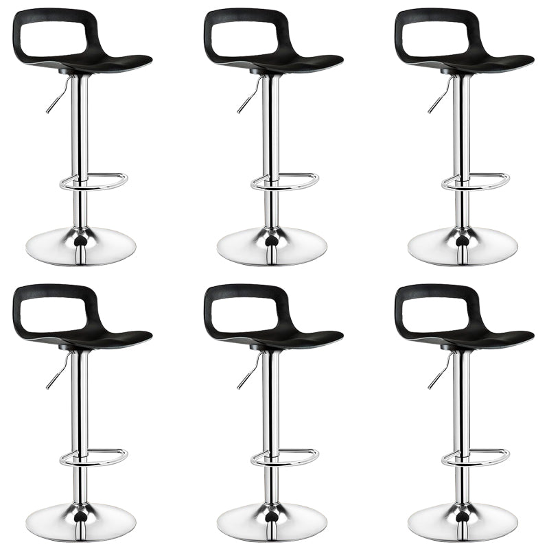 Plastic Low Back Barstools Adjustable Height Bar Stools with Metal Base Silver Black 6 Piece Set Clearhalo 'Bar Furniture' 'Bar Stools' 'bar_stools' 'furn' 'furn_bar_stools' 'Furniture' 'Kitchen & Dining Furniture' 6827345
