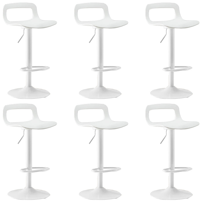 Plastic Low Back Barstools Adjustable Height Bar Stools with Metal Base White 6 Piece Set Clearhalo 'Bar Furniture' 'Bar Stools' 'bar_stools' 'furn' 'furn_bar_stools' 'Furniture' 'Kitchen & Dining Furniture' 6827346