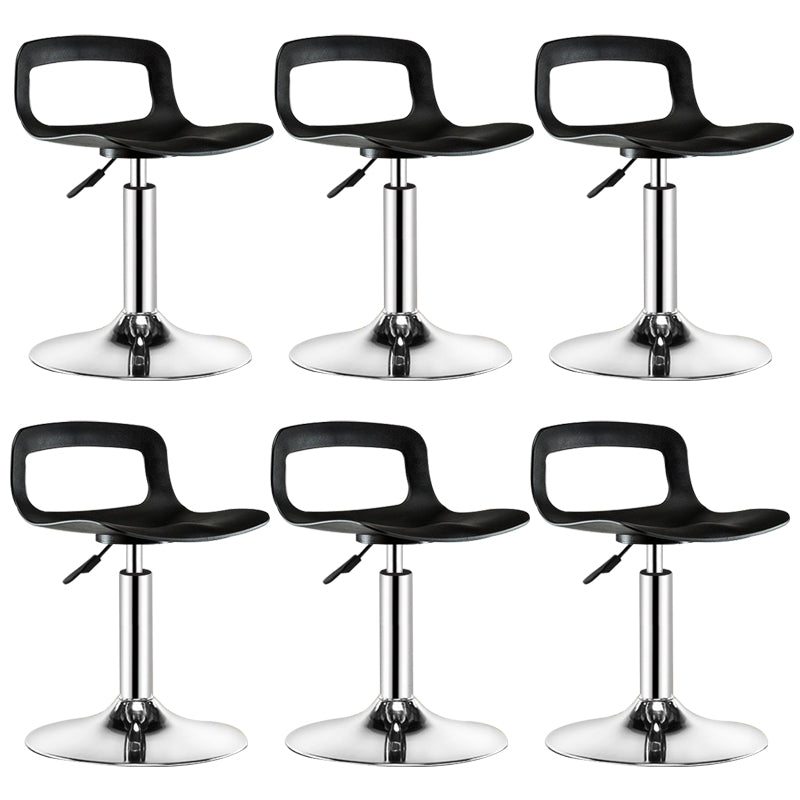 Plastic Low Back Barstools Adjustable Height Bar Stools with Metal Base Black-Silver 6 Piece Set Clearhalo 'Bar Furniture' 'Bar Stools' 'bar_stools' 'furn' 'furn_bar_stools' 'Furniture' 'Kitchen & Dining Furniture' 6827347