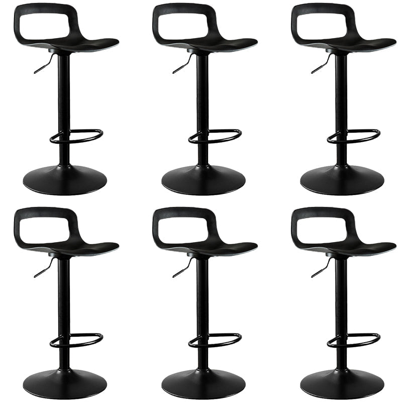 Plastic Low Back Barstools Adjustable Height Bar Stools with Metal Base Black 6 Piece Set Clearhalo 'Bar Furniture' 'Bar Stools' 'bar_stools' 'furn' 'furn_bar_stools' 'Furniture' 'Kitchen & Dining Furniture' 6827349