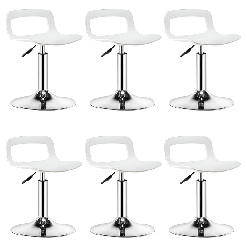 Plastic Low Back Barstools Adjustable Height Bar Stools with Metal Base Beige Silver 6 Piece Set Clearhalo 'Bar Furniture' 'Bar Stools' 'bar_stools' 'furn' 'furn_bar_stools' 'Furniture' 'Kitchen & Dining Furniture' 6827350