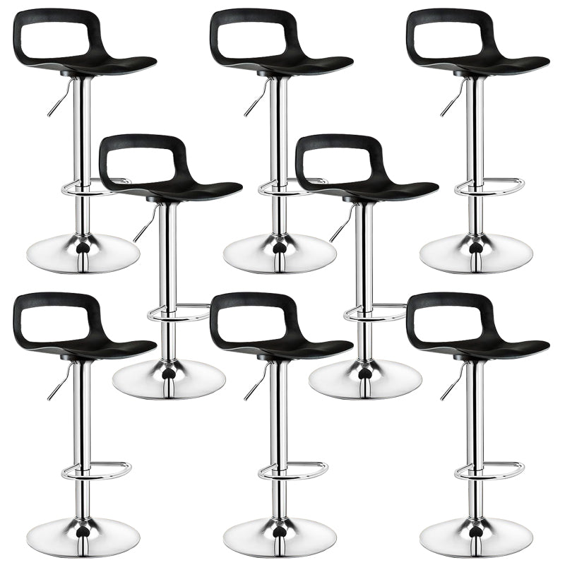 Plastic Low Back Barstools Adjustable Height Bar Stools with Metal Base Silver Black 8 Piece Set Clearhalo 'Bar Furniture' 'Bar Stools' 'bar_stools' 'furn' 'furn_bar_stools' 'Furniture' 'Kitchen & Dining Furniture' 6827351