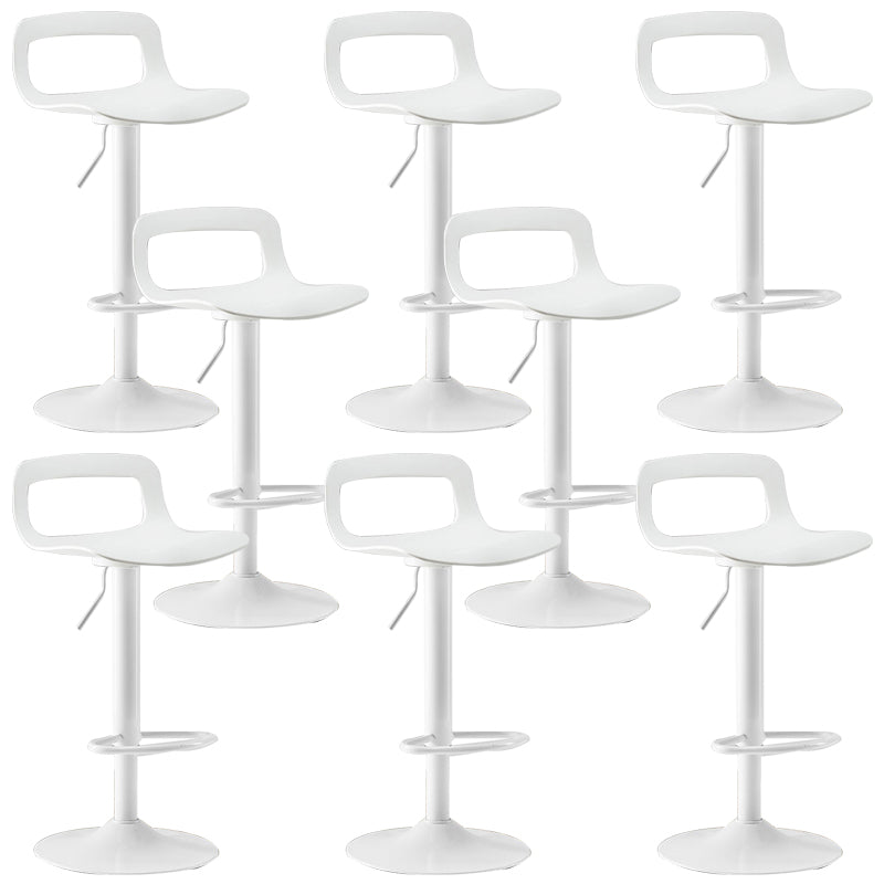 Plastic Low Back Barstools Adjustable Height Bar Stools with Metal Base White 8 Piece Set Clearhalo 'Bar Furniture' 'Bar Stools' 'bar_stools' 'furn' 'furn_bar_stools' 'Furniture' 'Kitchen & Dining Furniture' 6827352