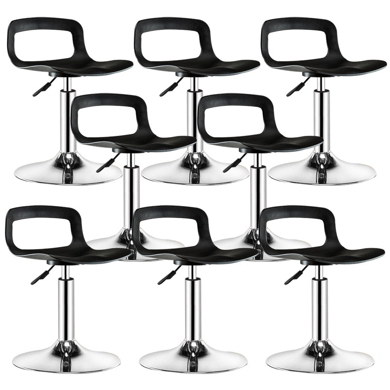 Plastic Low Back Barstools Adjustable Height Bar Stools with Metal Base Black-Silver 8 Piece Set Clearhalo 'Bar Furniture' 'Bar Stools' 'bar_stools' 'furn' 'furn_bar_stools' 'Furniture' 'Kitchen & Dining Furniture' 6827353