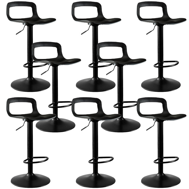 Plastic Low Back Barstools Adjustable Height Bar Stools with Metal Base Black 8 Piece Set Clearhalo 'Bar Furniture' 'Bar Stools' 'bar_stools' 'furn' 'furn_bar_stools' 'Furniture' 'Kitchen & Dining Furniture' 6827355
