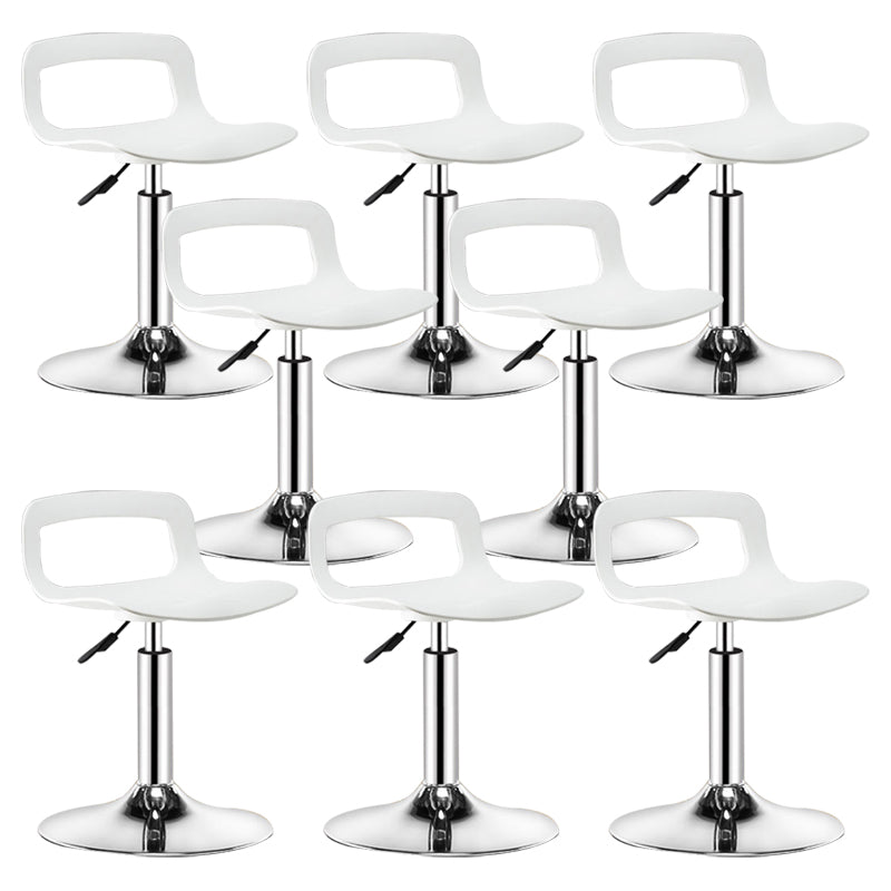 Plastic Low Back Barstools Adjustable Height Bar Stools with Metal Base Beige Silver 8 Piece Set Clearhalo 'Bar Furniture' 'Bar Stools' 'bar_stools' 'furn' 'furn_bar_stools' 'Furniture' 'Kitchen & Dining Furniture' 6827356
