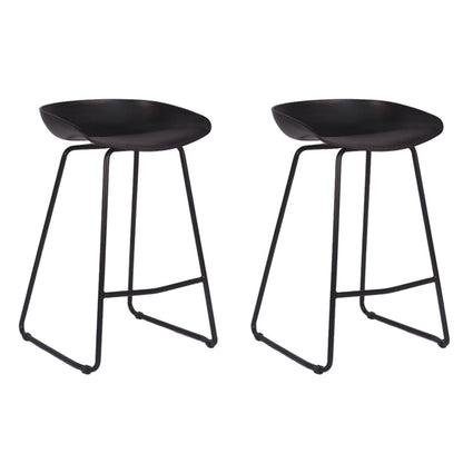 Contemporary Plastic Bar Stool Armless Dining Stool with Metal Base