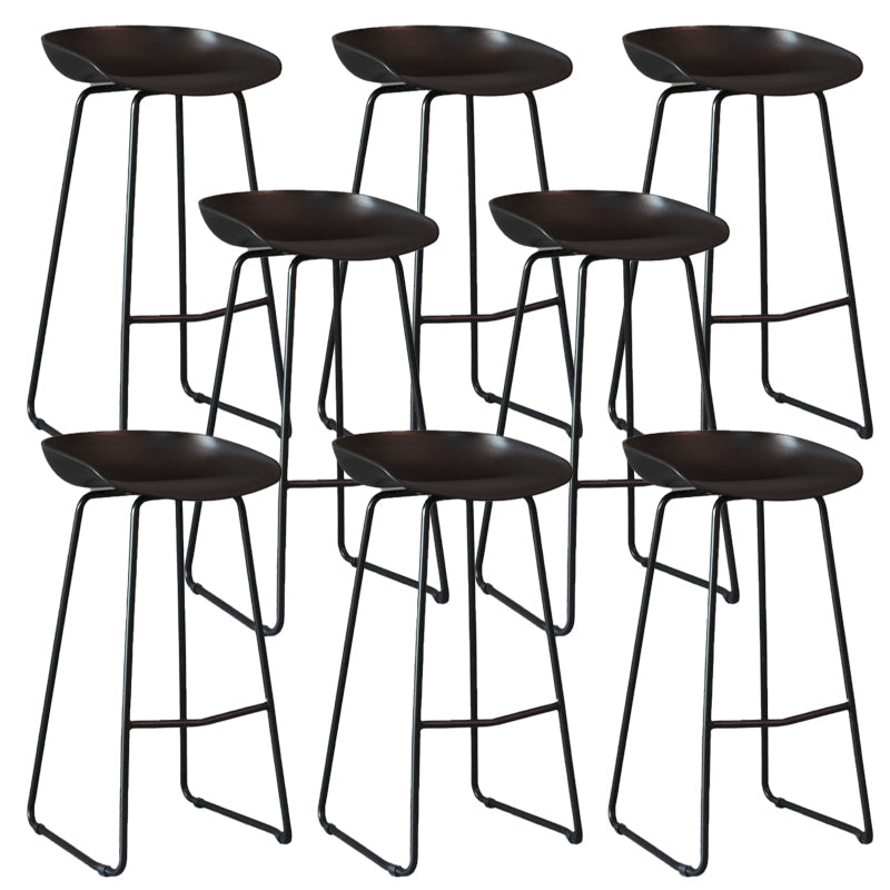 Contemporary Plastic Bar Stool Armless Dining Stool with Metal Base