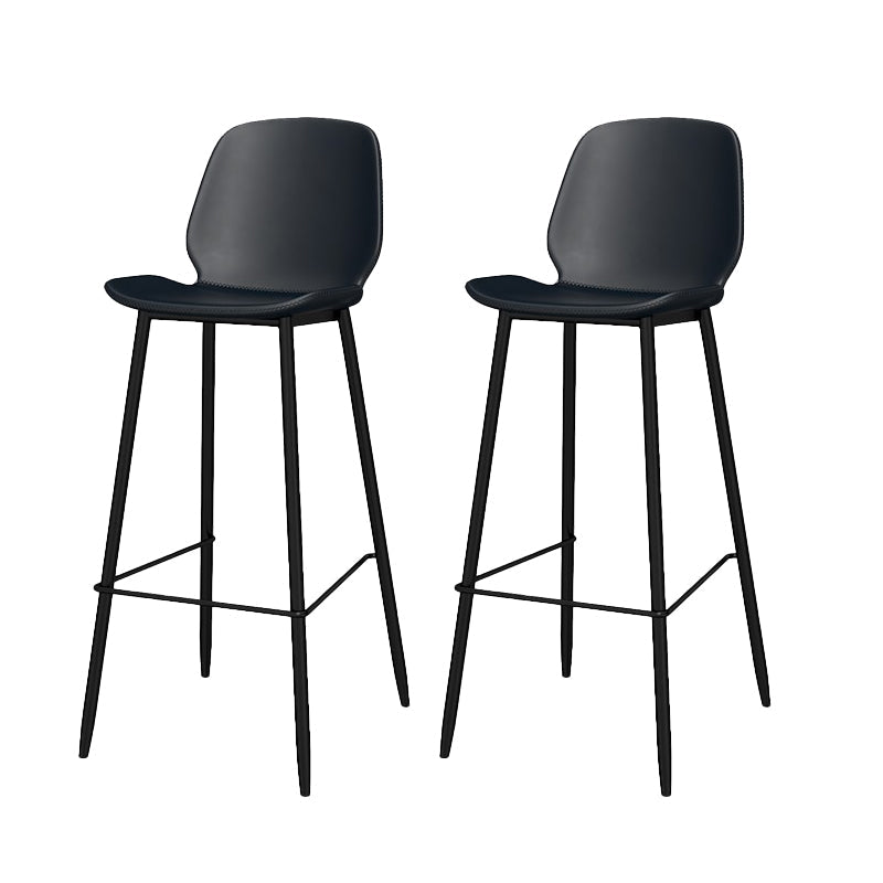 Modern Style Low Back Bar-stool Pu Leather Counter Bar Stool with Metal Legs for Home