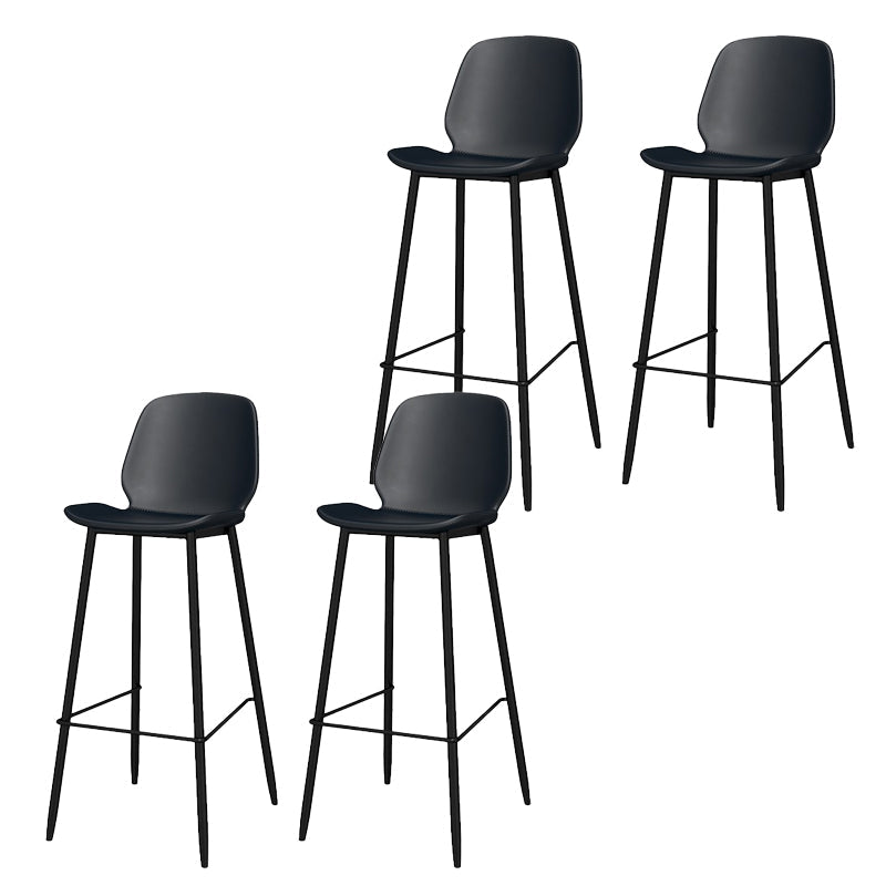 Modern Style Low Back Bar-stool Pu Leather Counter Bar Stool with Metal Legs for Home